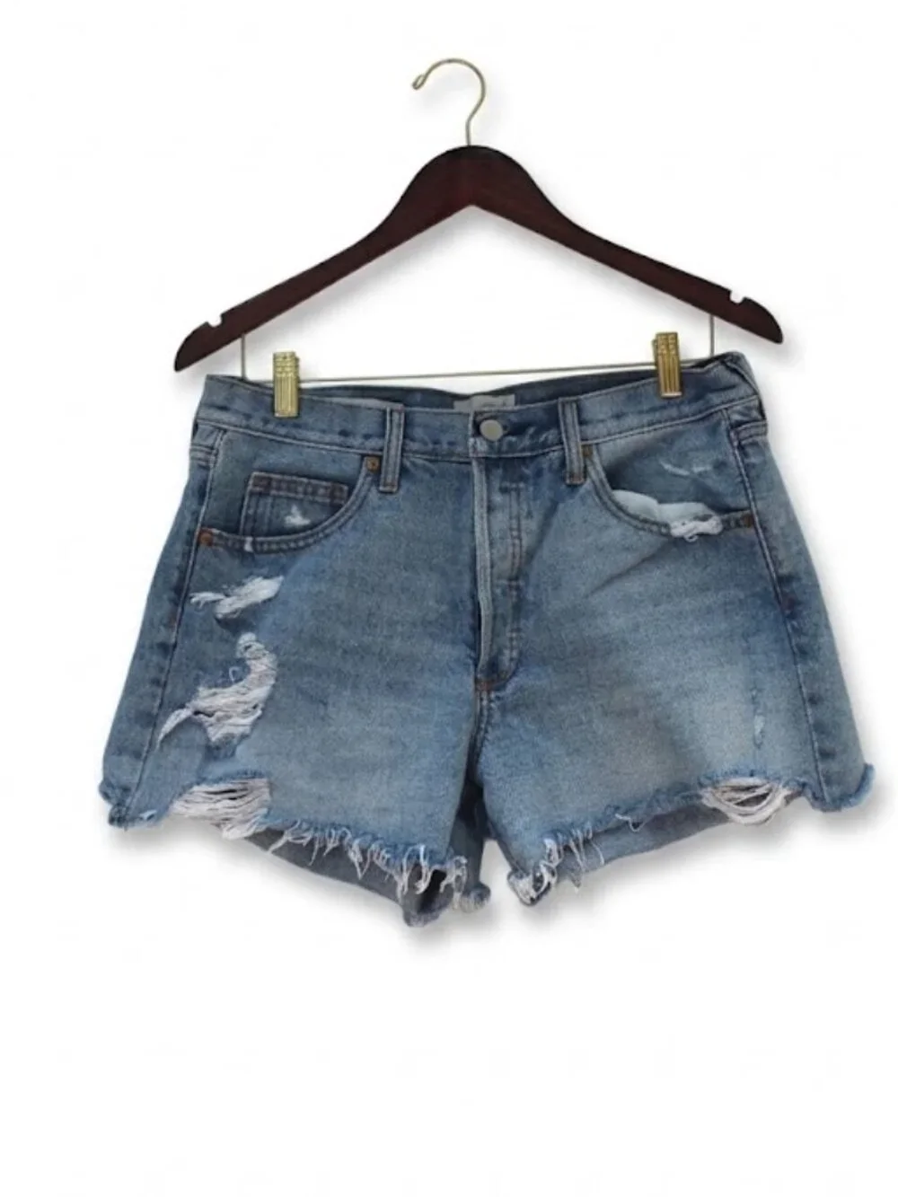 Universal Thread High Rise 90s Baggy Denim Shorts Distressed Light Wash 8